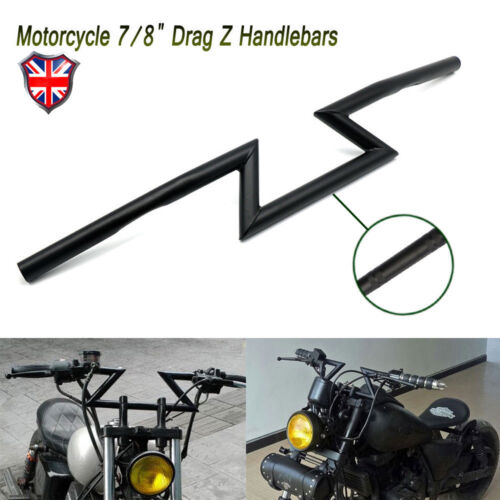 7/8" 22 mm guidon moto noir drag bar Z barre pour Harley Chopper Bobber - Photo 1/7