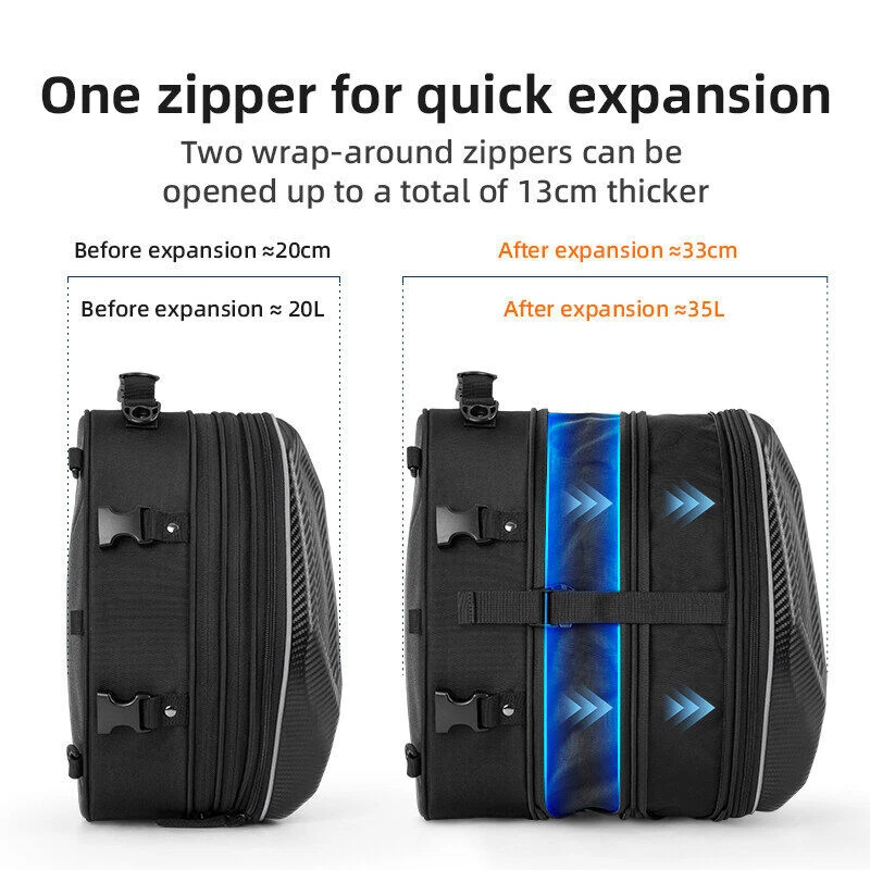 ROCKBROS Motorcycle Tail Seat Helmet Luggage Bag Waterproof 35L EVA Hard Shell - Image 4 of 4