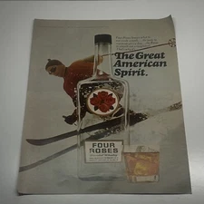 Four Roses Blended Whiskey Skiing 1969 Vintage Print Ad Life Magazine
