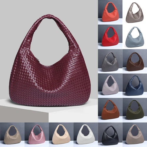 Large Capacity Woven Handbag Ladies Hobo Tote Designer Soft Leather Shoulder Bag - Picture 43 of 43