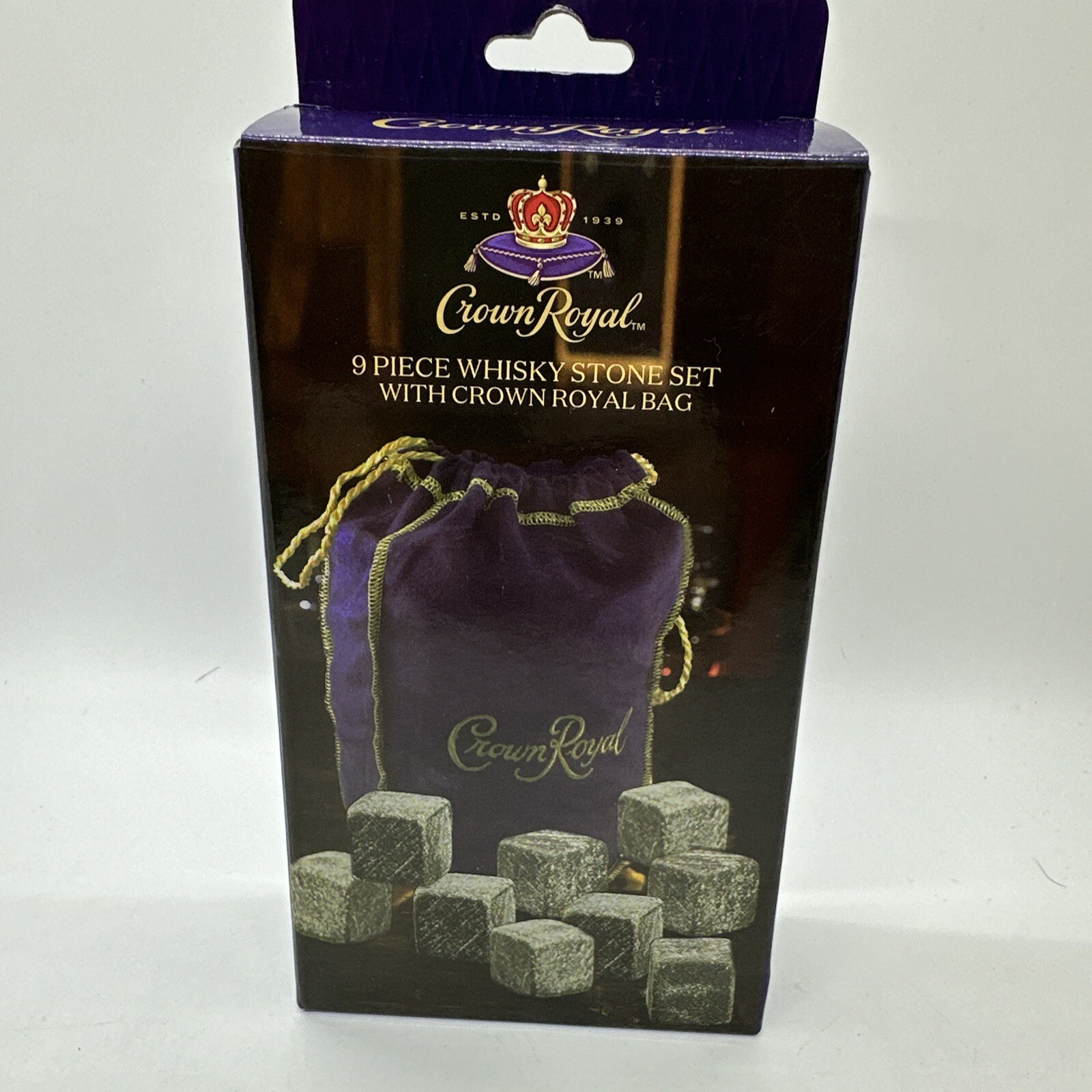 New Crown Royal 9pcs Whisky Stone Set + Crown Royal Mini Bag-image