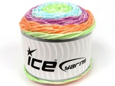 2-Skein Lot Cakes Splash Yarn Medium Acrylic 2x140g/225m Orange Fuchsia Green