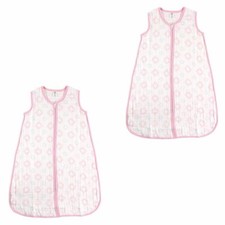 Hudson Baby Safe Sleep Wearable Muslin Sleeping Bag 2-Pack, Pink Damask