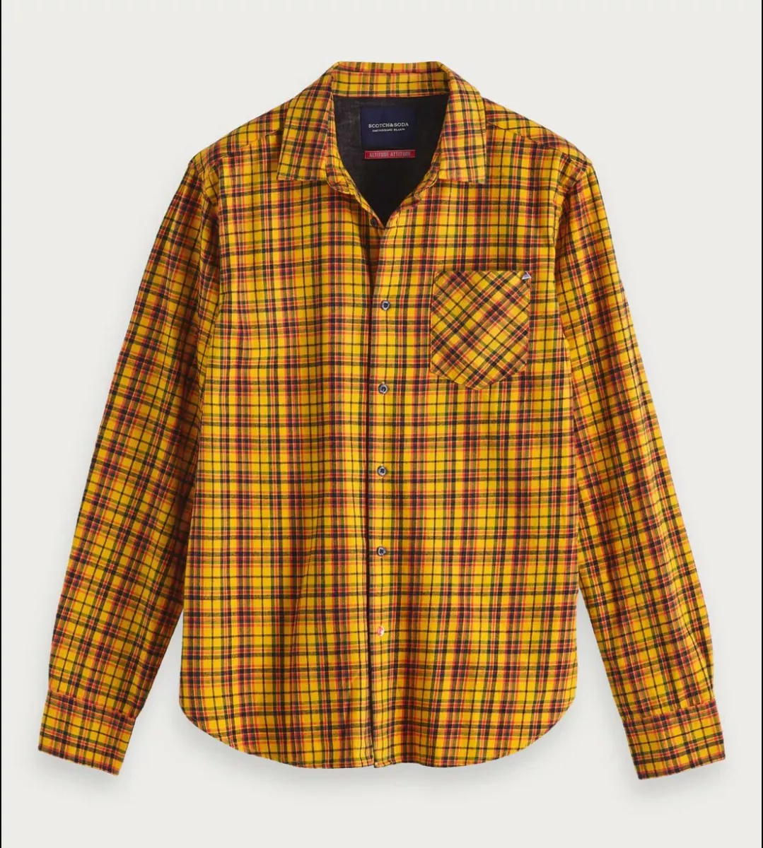 Scotch & Soda Checked Cotton Yellow Flannel Shirt Mens Size M