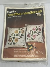 Vintage Bucilla Creative Needlecraft Kit 1944 "ANTIQUE ROSES" 16" Pillow New