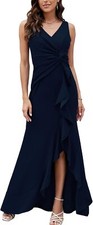 Women's V-Neck Sleeveless Split Long Formal Evening Prom Dress - Sexy Party Glam