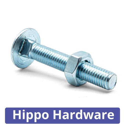 M6 M8 M10 Carriage Cup Square Bolts Coach Screws with Hexagon Nuts Zinc Steel - Picture 3 of 7