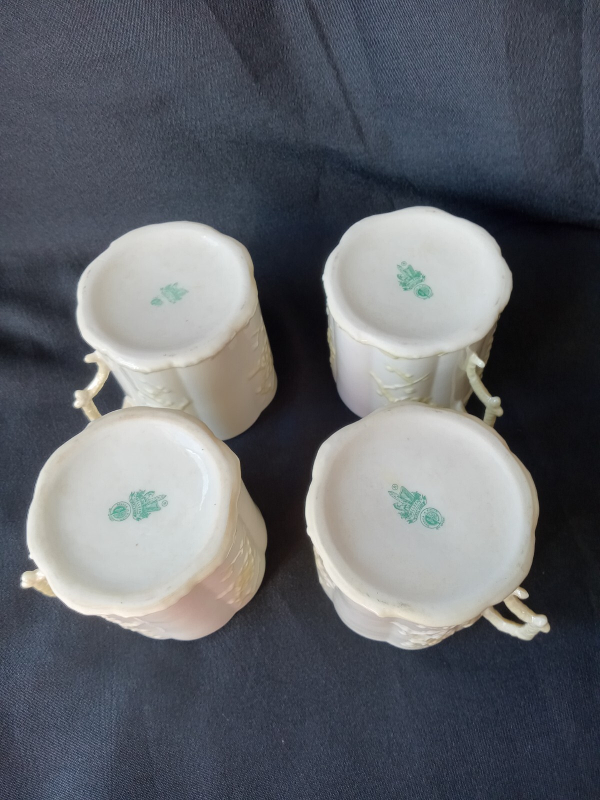 THORN BELLEEK COFFEE MUGS RARE SET OF 4 eBay