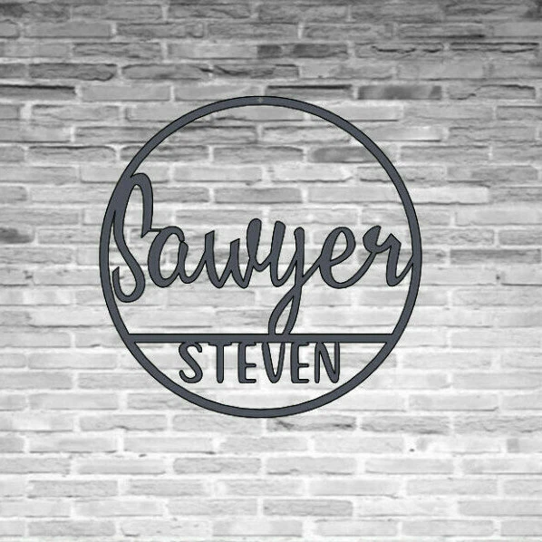 PERSONALIZADO Bebé Guardería Metal Nombre Signo Personalizado Recién Nacido Cuna Redonda Decoración de Pared Foto 4 de 4