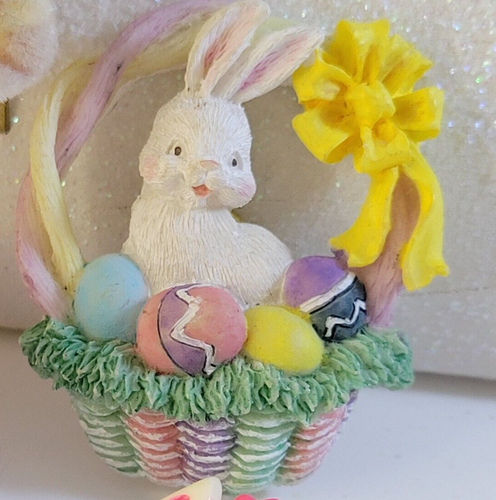 Osterhase Hase Eierkorb Halskette Ohrringe beflockt Keramik Kunststoff Posten - Bild 3 von 11