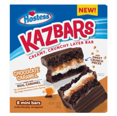 Hostess Kazbars Chocolate Caramel Pack of 2 Boxes 16 Total Snack Cakes