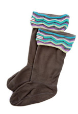 Hunter L59410 Zigzag Striped Cuff Fleece Welly Socks Women's Size M