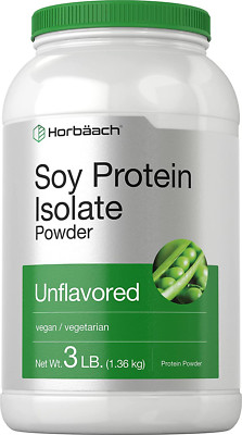 Soy Protein Isolate Powder 3Lb, Unflavored Vegan Non-Gmo Gluten Free by Horbaach