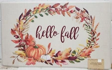 ANTI-FATIGUE NON SLIP PVC FLOOR MAT(18" x 30") HARVEST, HELLO FALL WREATH, LP
