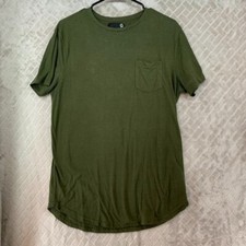 G By Guess T-Shirt Womens M Tunic Top Army Green Short Sleeve Slim Fit Crew Neck