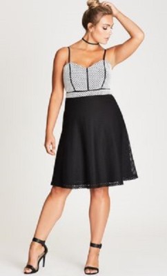 black lace dress with white underlay $130 City Chic Black-White Lace Dress Size XS/14