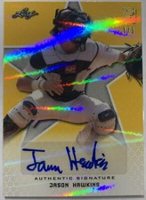 2020 LEAF PG NATIONAL SHOWCASE JASON HAWKINS YELLOW REFRACTOR AUTO 1/1 M