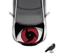 Sharingan Naruto V2 Anime Hood Wrap Weatherproof Vinyl Car Decal 50" X 65"