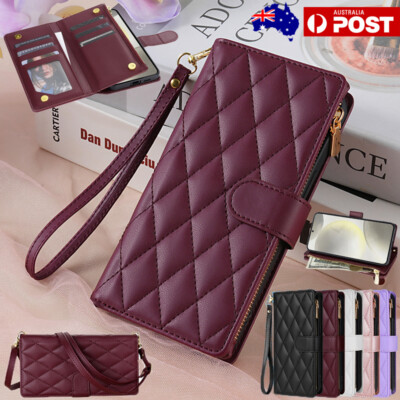For Samsung S25 S24 S23 S22 S21 S20 Ultra Note20 Leather Zip Wallet Case Cover