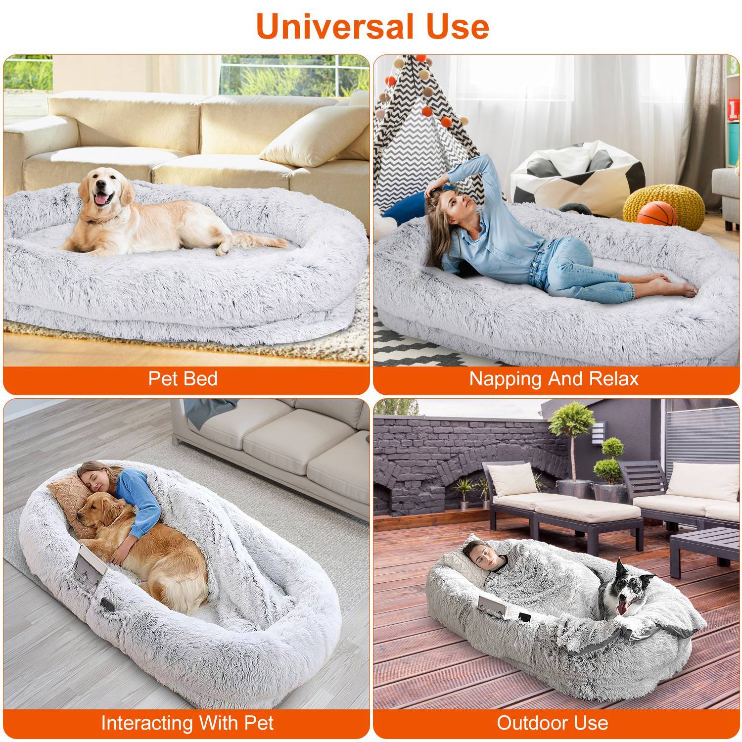 Large Bean Bag Bed W/ Blanket for Human BeanBag Dog Bed Human Size
