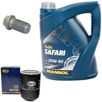 MotoröL Set 20W-50 5 Liter + ÖLfilter SM 108 + Schraube FüR VW Passat 1.8 150 PS