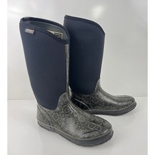 Bogs Boots Womens  size 11 Black  Floral Waterproof Rubber Neo Tech