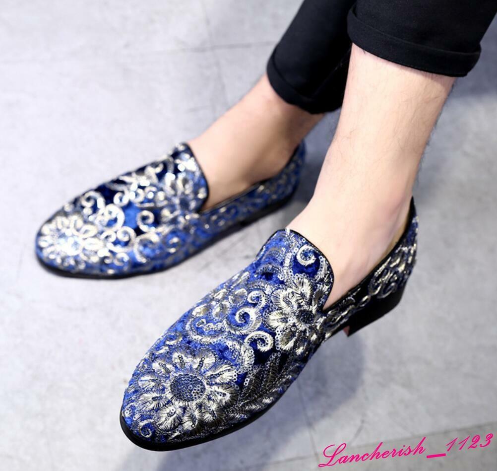 mens embroidered dress shoes Purple Embroidered Dress Shoes D1245|Formal Occasions|VICHYKING US 8.5