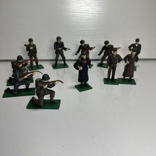 Vintage Metal Toy Soldier Army Military Figurine Lot Figure Miniature BLUE BOX
