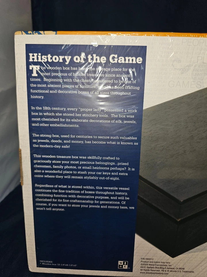 NEW NIB WE Games Wooden Keepsake Stash Box brass latch Black Stain jewelry - Image 3 of 4