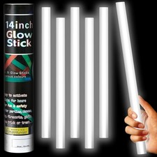 Jumbo 14 Inch Glow Sticks - 5 Pack, Bright Colorful Party Supplies, LED Light Up