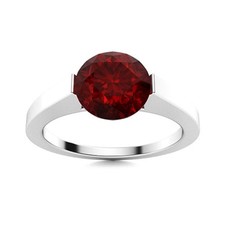 925 Silver Garnet Gemstone Trendy Solitaire Anniversary Ring Jewelry