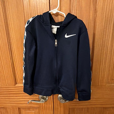 Nike Therma-FIT Boys Blue Solid Full Zip Hoodie Long Sleeve Logo 5-6 Years