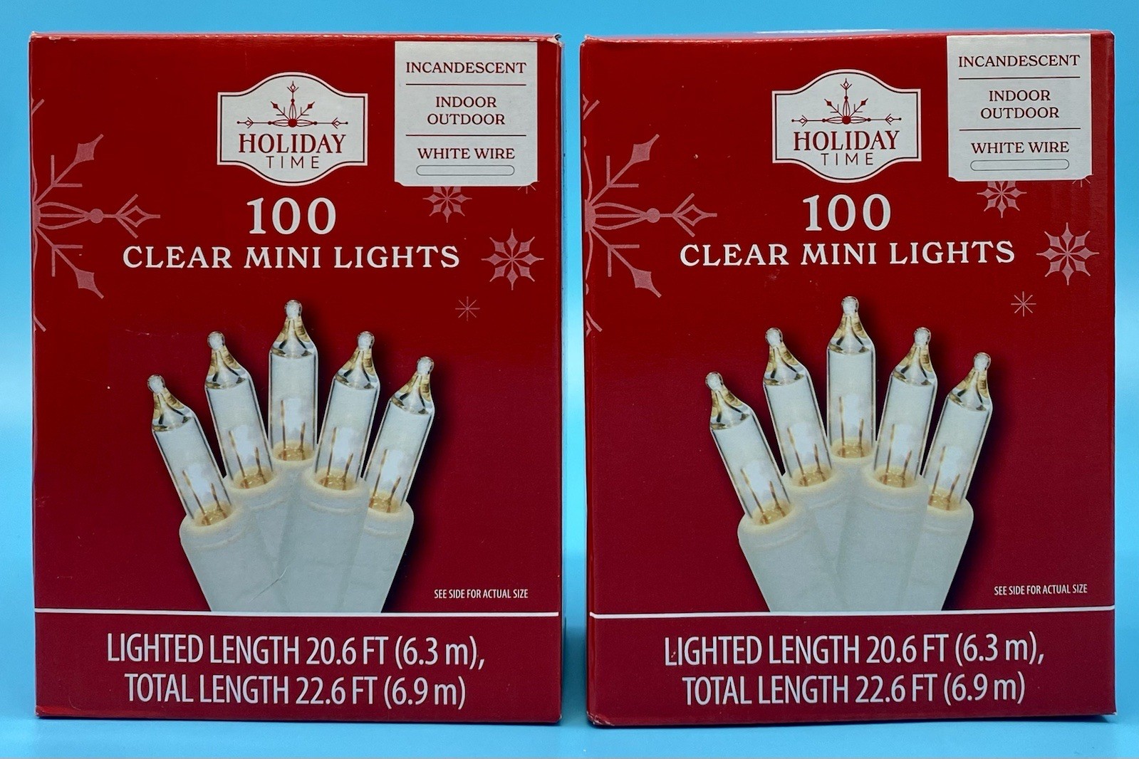 2 Packs Holiday Time 100 Clear Mini String Lights Christmas with White Wire