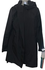 Lululemon Jacket Womens UK Sz16 Black Rain Rebel Hooded Waterproof Trench Coat