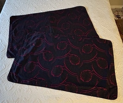 Ralph Lauren Millbrook King Pillow Shams Pair Red & Blue Design