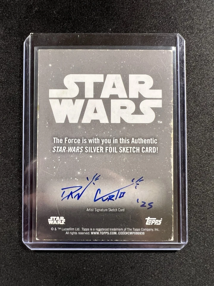 2025 Topps Chrome Star Wars Sketch By Dan Curto "Argus Panox" 1/1 Silver Foil - Image 2 of 2
