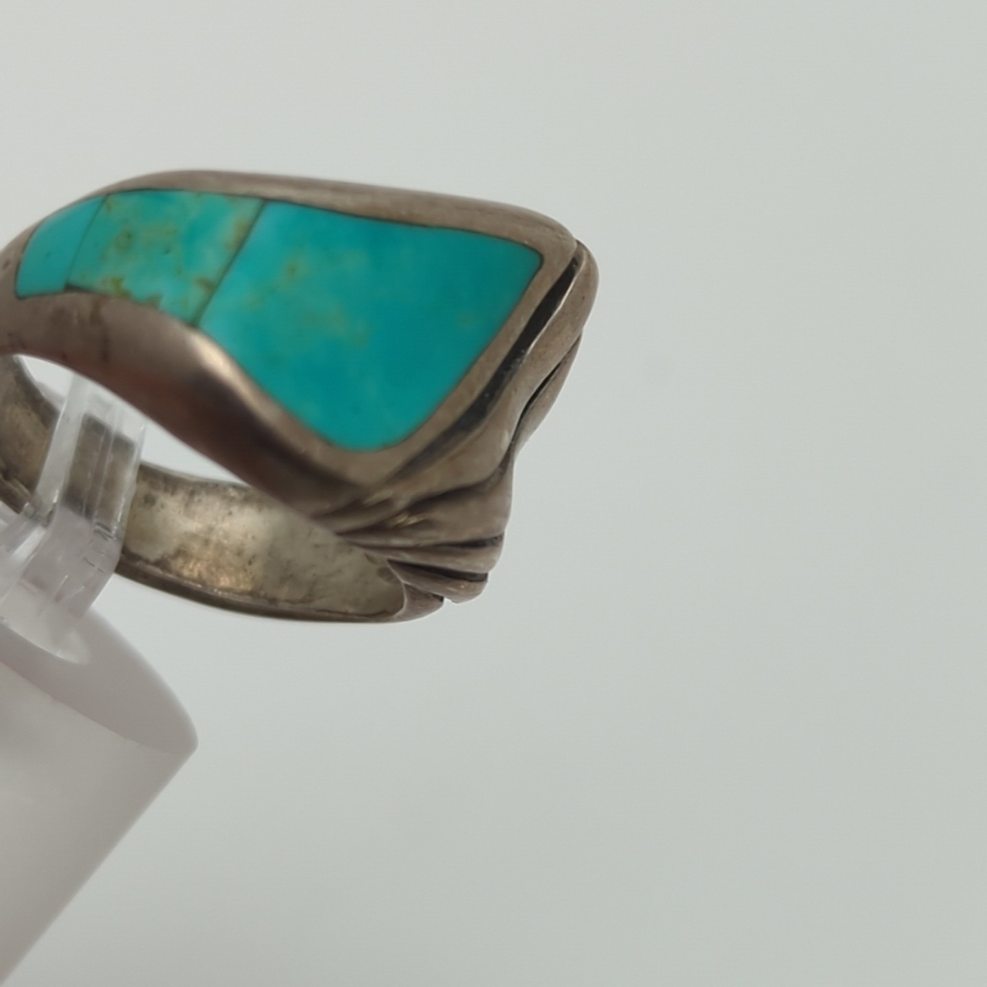 Solid Sterling Silver Turquoise (Cracked) Inlay N… - image 8