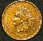 1907 Indian Head Cent - Uncirculated, BRIGHT RED *REFLECTIVE* FREE SHIPPING