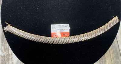 14K Yellow Gold Over Sterling Silver Sun Tennis Diamond Bracelet  1/4 CTTW  7.5''