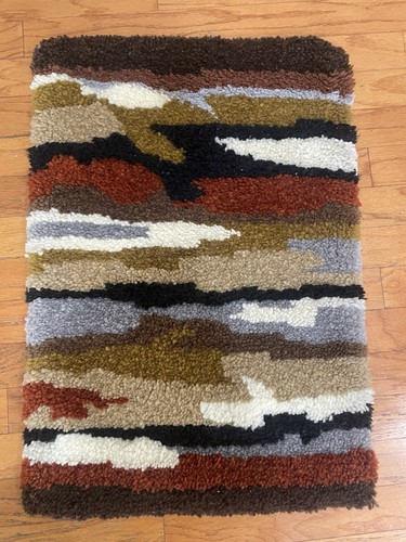 Vintage Latch Hook Shag Rug Wall Hanging Boho Decor 1970s