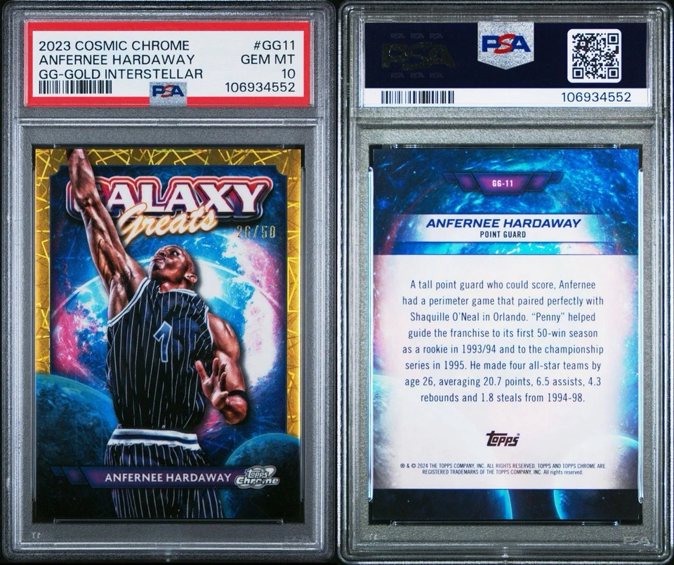 Cosmic Chrome Gold Interstellar Refractor /50 Anfernee Hardaway PSA 10 Pop 1 - Image 3 of 3