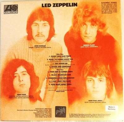 LED ZEPPELIN 1969  GOOD TIMES BAD TIMES  ATLANTIC RECORDS MADE GERMANY SEALED