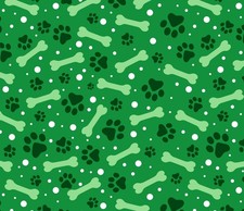 Animal Fabric Dog Bone Paw Toss Green David Textiles YARD