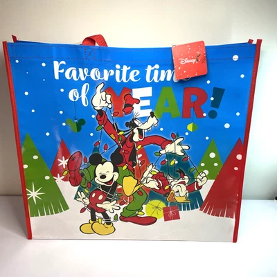 Disney Store Mickey Mouse Christmas Tote Reusable Shopping Bag Gift Bag - New