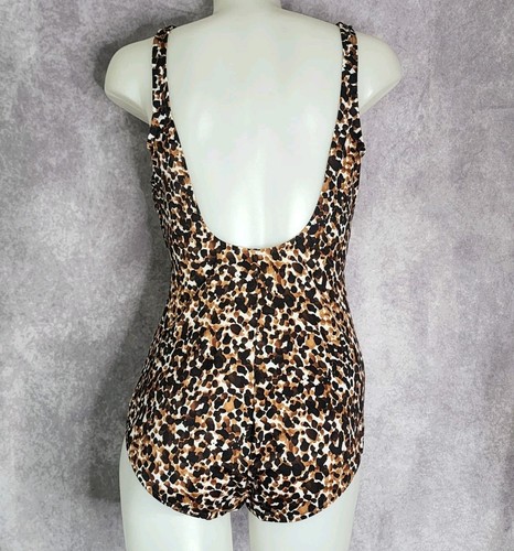 Miraclesuit Its A Wrap Animal Print Women’s 14 Tummy Control Swim Suit One Piece - Picture 3 of 10