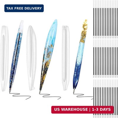3Pcs Pen Resin Mold, Epoxy Resin Molds with 45Pcs Ink Pen Refills,Ballpoint Pen