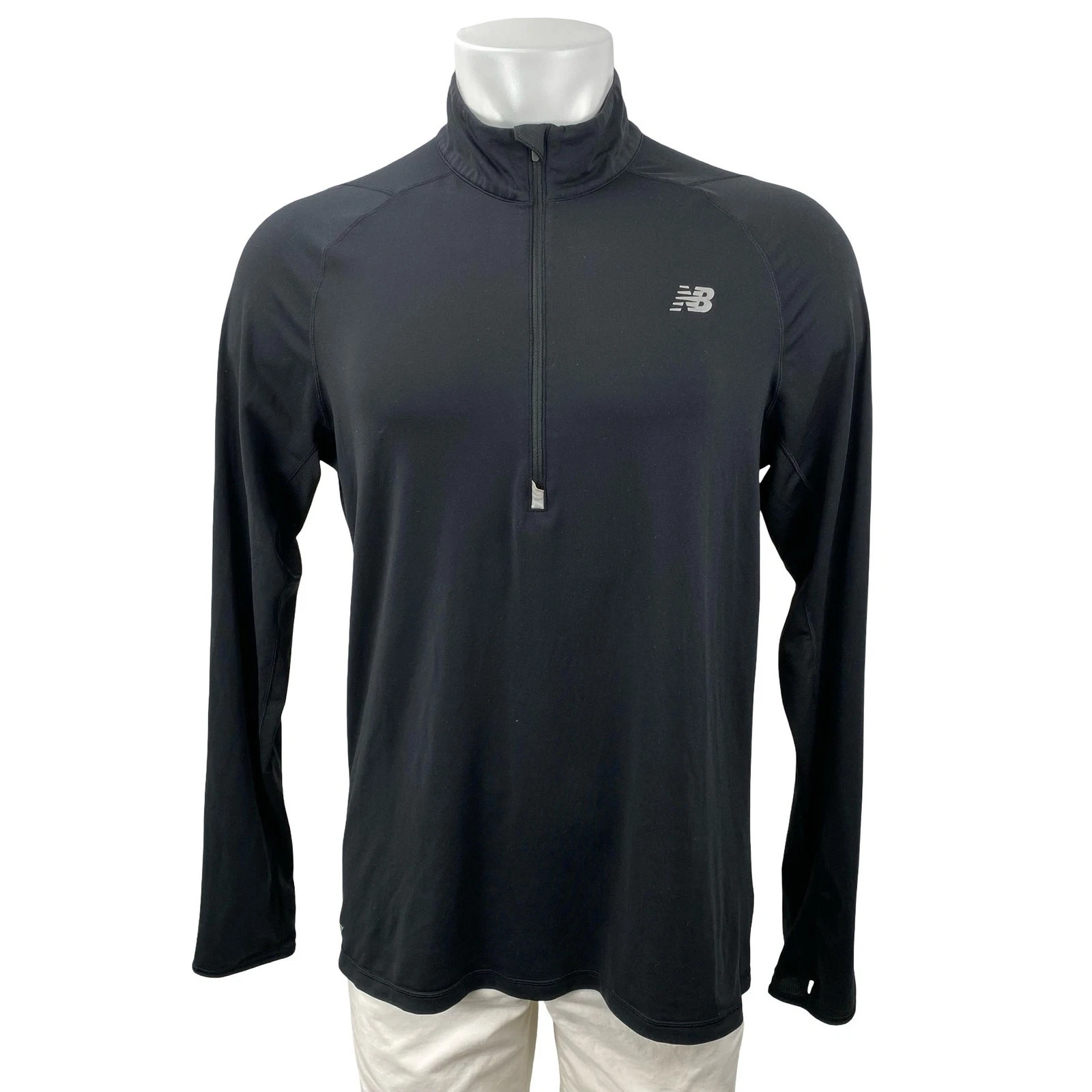 New Balance Men's Black High Neck Long Sleeve Sports Athletic Activewear Top L