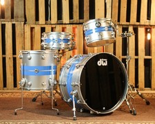DW Collector's Silver Metallic Blue Graphics Drum Set - 24,13,16,14sn SO 1414967