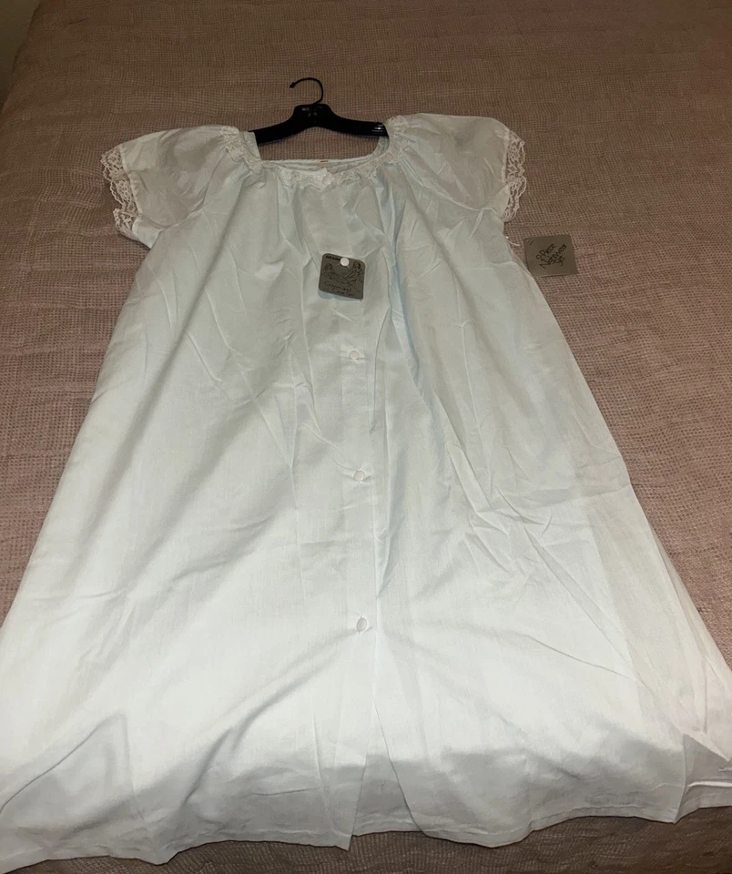 Conjunto Peignoir Camisón y Bata de Encaje Azul De Colección Sears Años 60 70 Talla M 12-14 *NUEVO CON CAJA* Foto 3 de 4