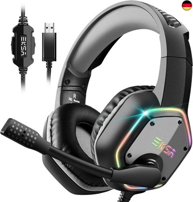 EKSA E1000 USB PC Gaming Headset mit Mikrofon, Gamer Headset mit Bass Surround